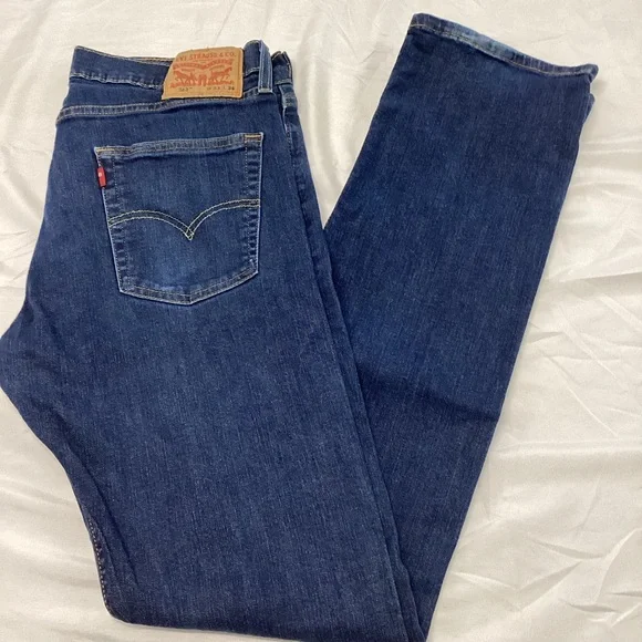 Levi's 513 Men's DarkWash Stretch Straight Jeans 33x34 - Picture 1 of 9